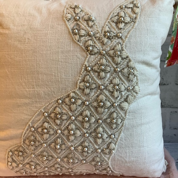 Spring Gatherings Beaded Bunny Pillow - Picture 2 of 4
